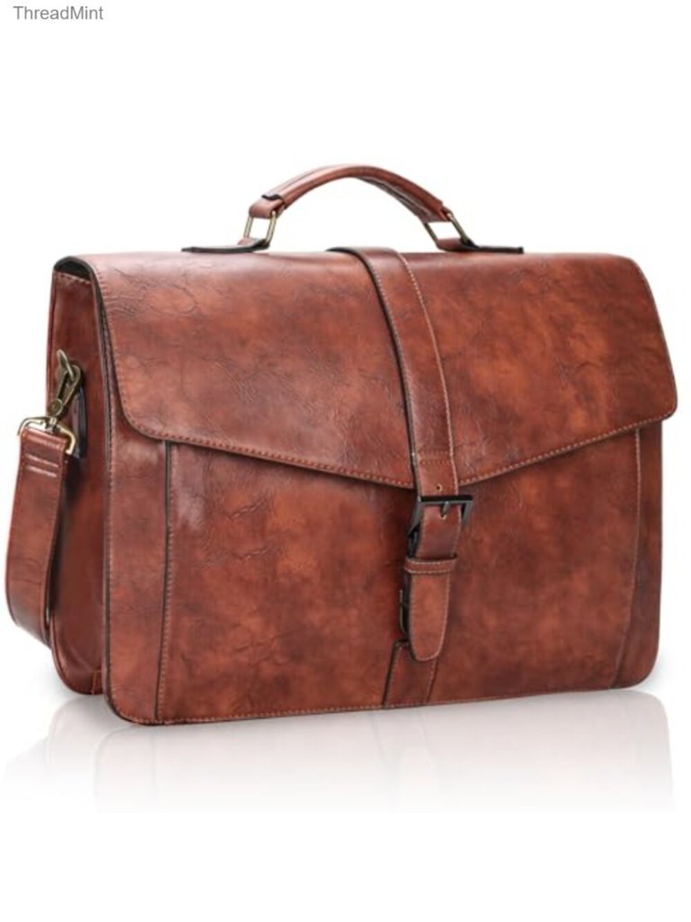 Faux Leather Briefcase 17.3 Inch Laptop Messenger Bag PU Computer